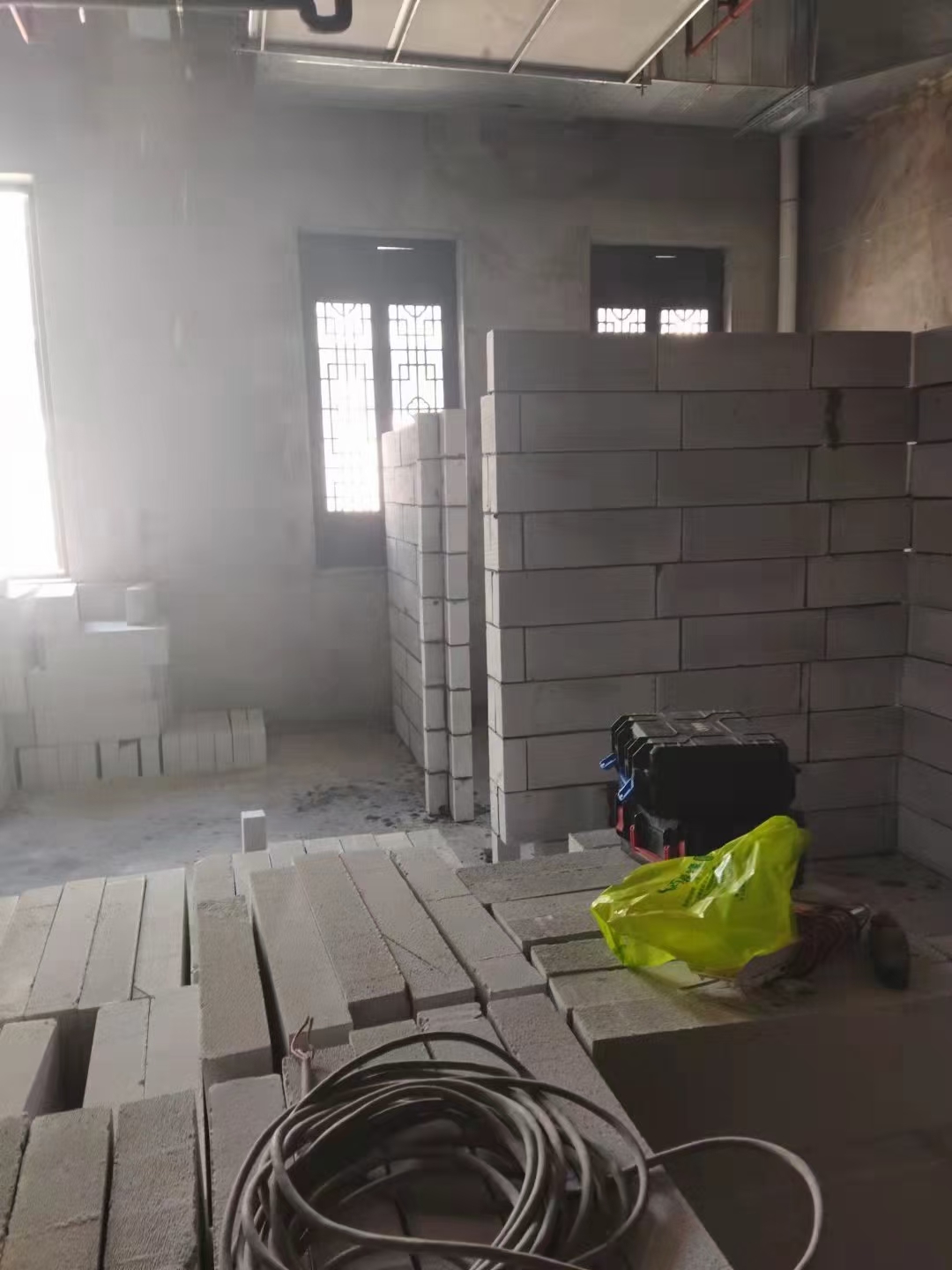 加气砖隔墙施工实景